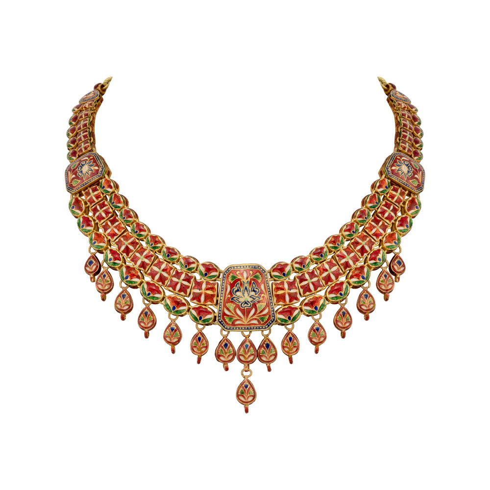 Gold Polki Choker with Pear-Shaped Drops